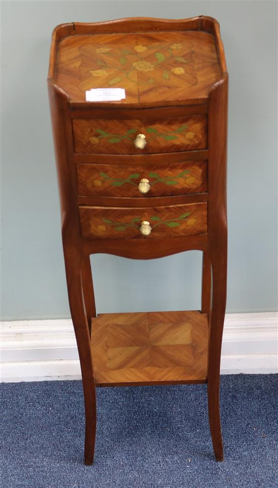 A pair of marquetry inlaid miniature commodes, W.24cm H.74cm